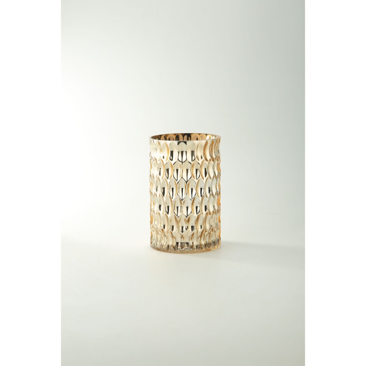 CC Home Furnishings 8” Metallic Gold Cylindrical Shaped Glass Vase